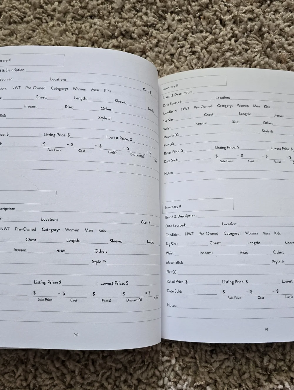 Reseller Inventory Log Book